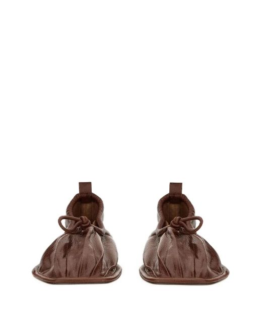 Hereu Brown Puntera Gathered Leather Ballet Flats