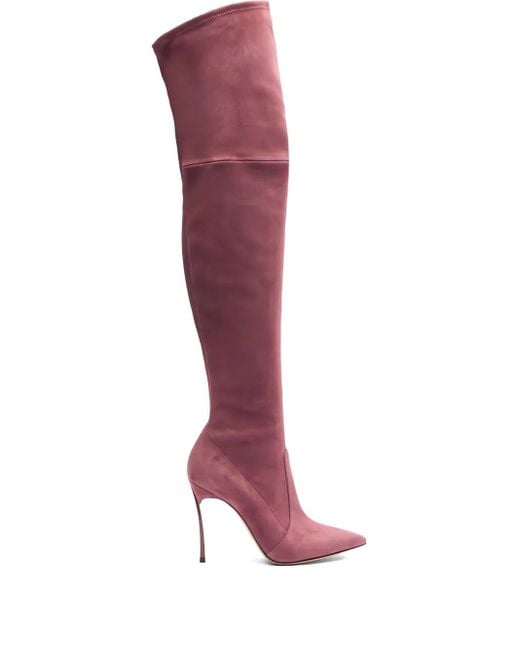 Casadei 10 Mm Suède Overknee Laarzen in het Red
