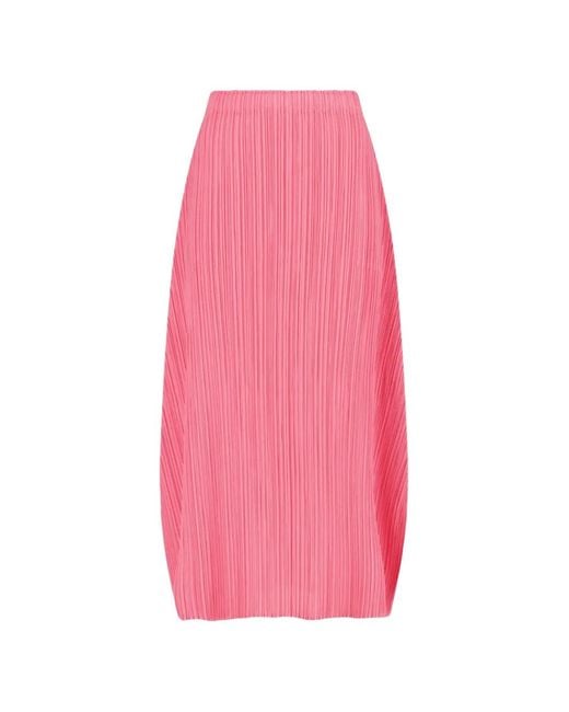 Pleats Please Issey Miyake Pink Jupe Mi-Longue À Design Plissé