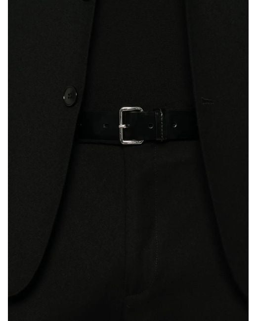 Zegna Black Belt-Loops Straight-Leg Trousers for men