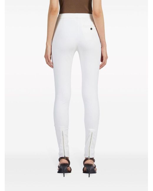 Ferragamo White High-waisted Slim-fit Trousers