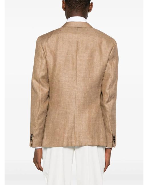 メンズ Zegna リネン シングルジャケット Natural