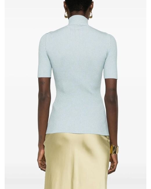 Fendi Blue Cut-Out Detail Knitted Top