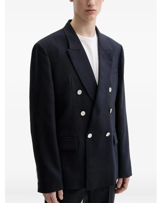 IRO Blue Double-Breasted Belted Blazer for men
