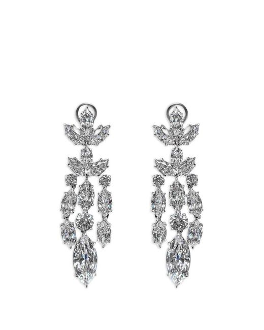 Fantasia by Deserio White Marquise Chandelier Earrings