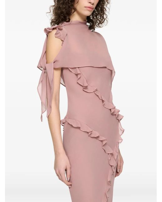 Paris Georgia Pink Ruffled Maxi Dress