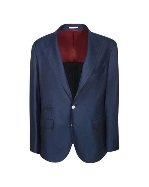 Brunello Cucinelli Blue Cashmere Blazer for men