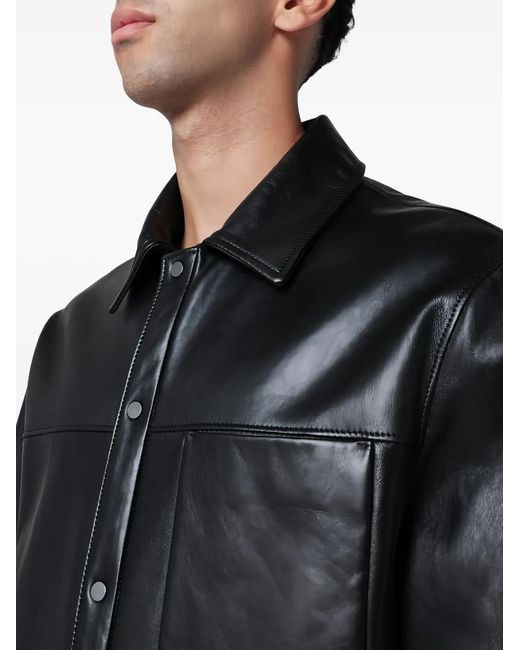 Salvatore Santoro Black Pocket Leather Jacket for men