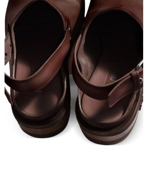 Miu Miu Brown Foule Buckle Mules
