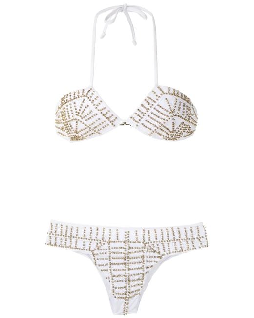 Amir Slama White Beaded Bikini Set
