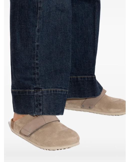 Birkenstock Natural Loma Touch-Strap Suede Mules