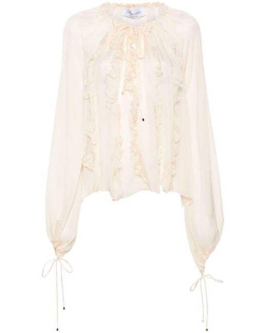 Blumarine White Bluse mit Rüschendetail