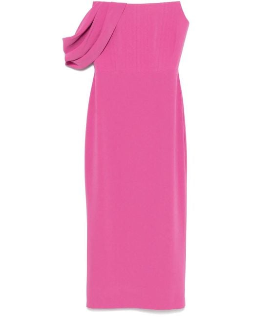 Alex Perry Pink Crepe Corset Midi Dress