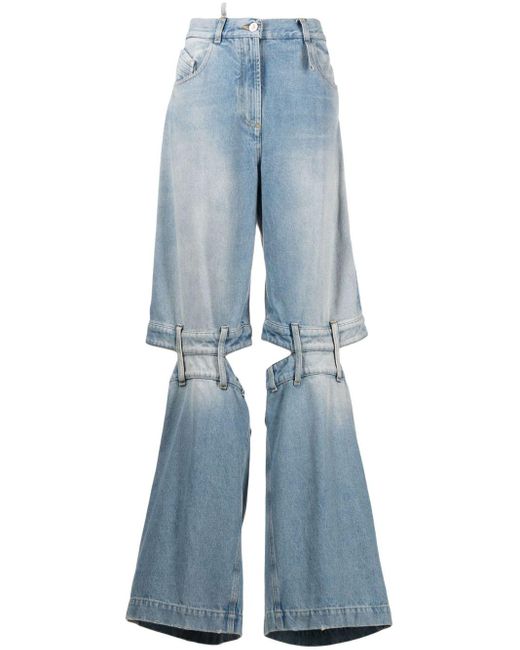 The Attico Blue Ashton Mid-rise Wide-leg Jeans