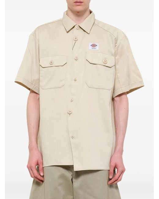 Undercover White Asymmetric Curved-Closure Shirt for men