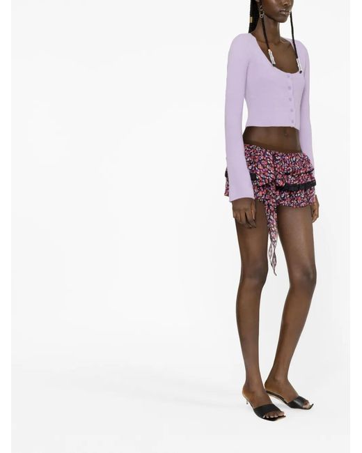 DSquared² Red Short Volanté À Fleurs