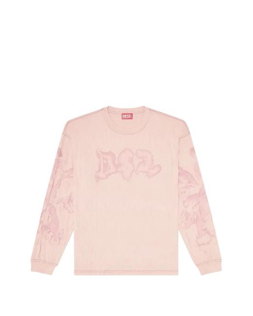 DIESEL Pink T-Shirt À Manches Longues for men
