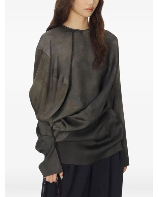 Uma Wang Gray Draped Asymmetric Blouse