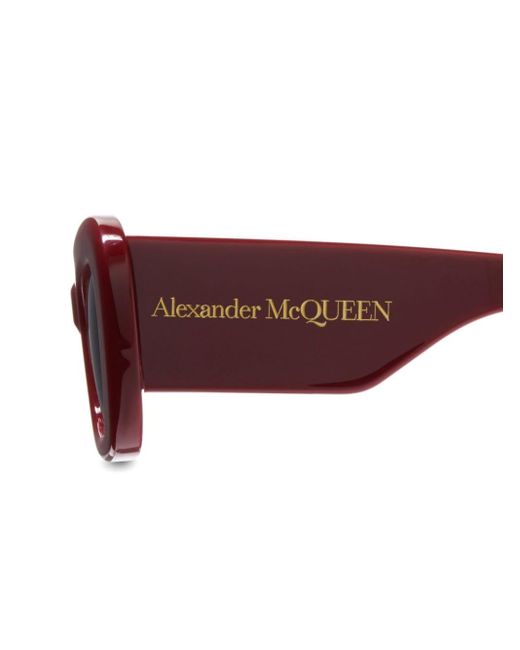 Alexander McQueen Red Logo-lettering Butterfly-frame Sunglasses