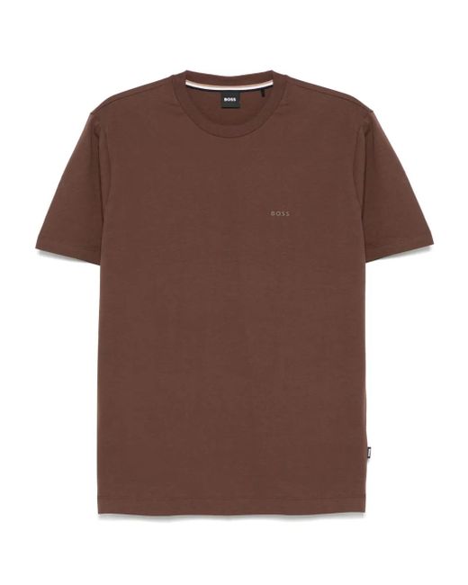 T-Shirt Con Logo Gommato di Boss in Brown da Uomo