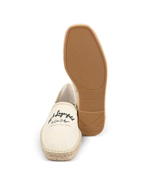 Karl Lagerfeld White Logo-Embroidered Braided-Sole Espadrilles for men