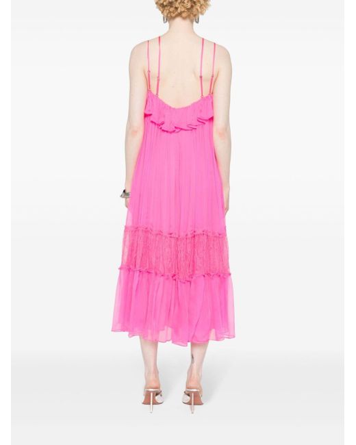Vestido con paneles de encaje Nissa de color Pink