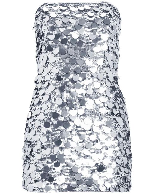 retroféte Blue Nolia Sequin-Embellished Strapless Mini Dress