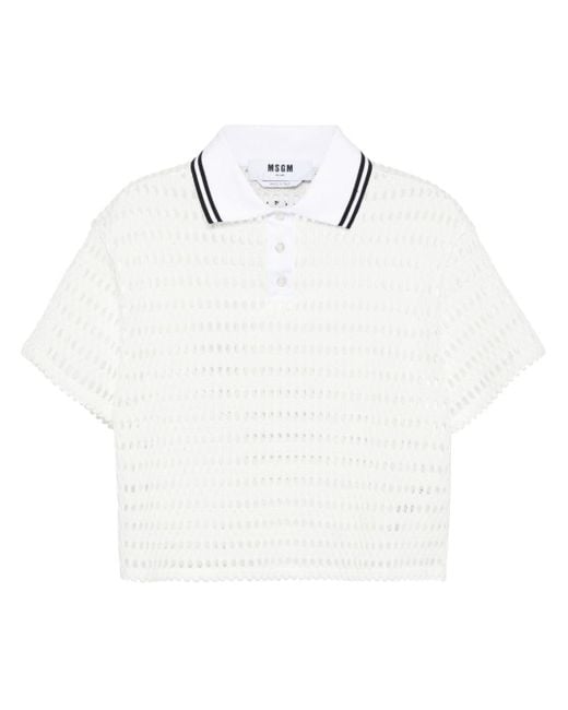 Open-knit polo top MSGM de color White