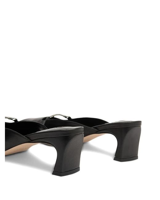 By Far Black Leda Square-Toe Mules