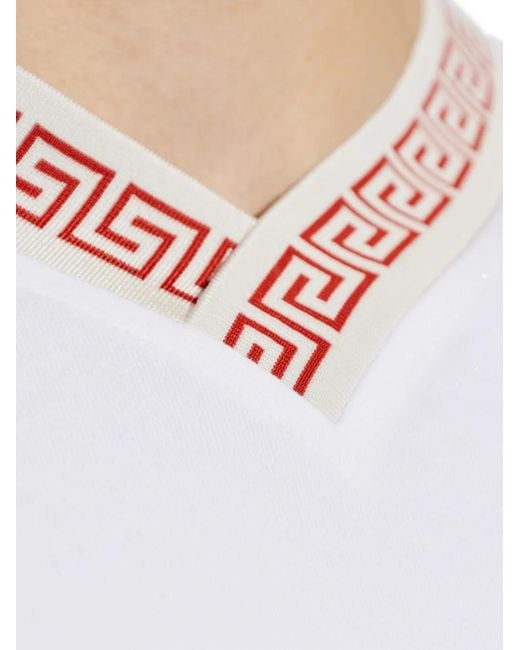Versace White V-Neck T-Shirt for men