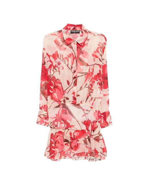 La Petite Robe Di Chiara Boni White Floral-Detail Ruffled Mini Dress