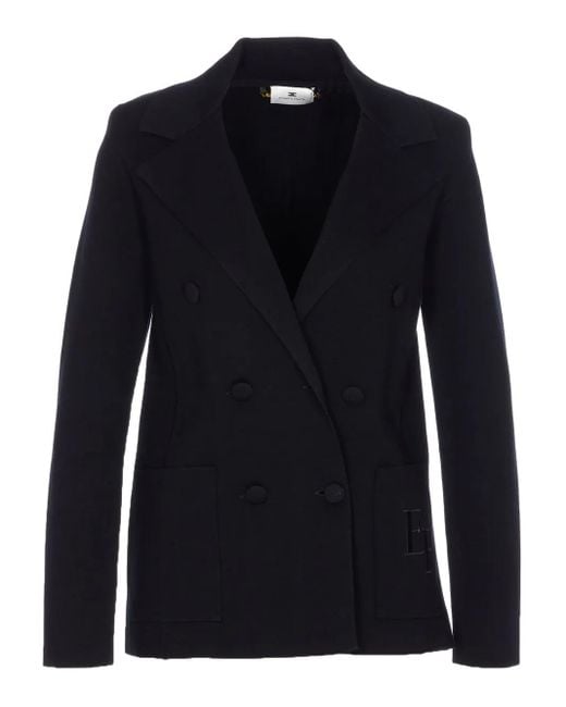 Elisabetta Franchi Blue Tailored Double-Breasted Jacket With Structured Silhouette