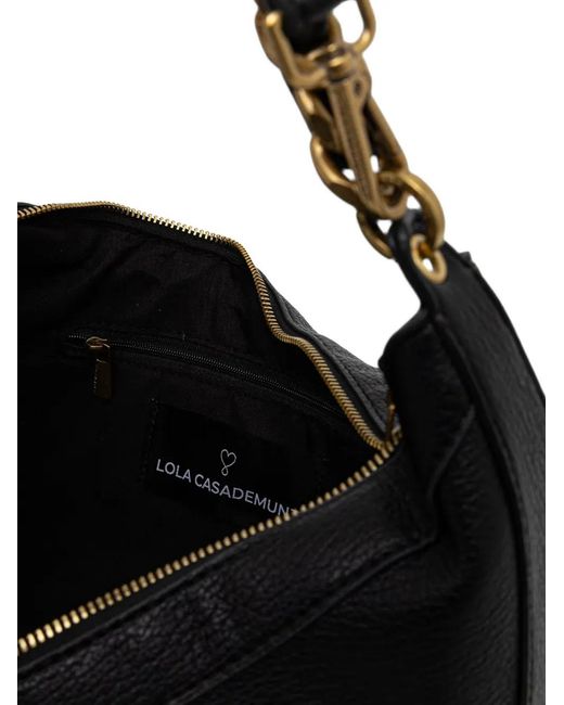 Lola Casademunt Black Logo-Plaque Pebbled-Effect Tote Bag