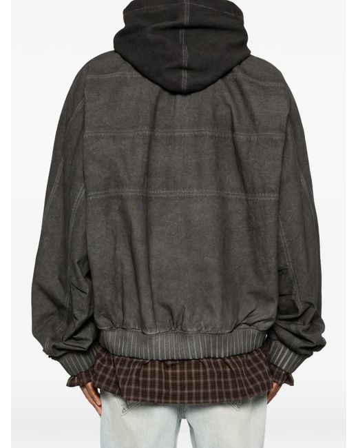 MADFRENZY Gray Hooded Jacket for men