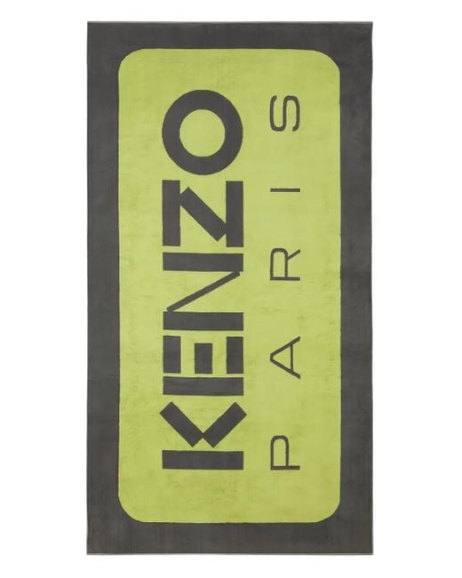 KENZO Green Eckiges Label Strandtuch