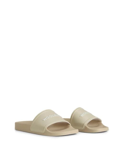 Woolrich White Logo-Embossed Slides
