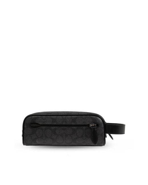 COACH Black Signature Canvas Travel Bag for men