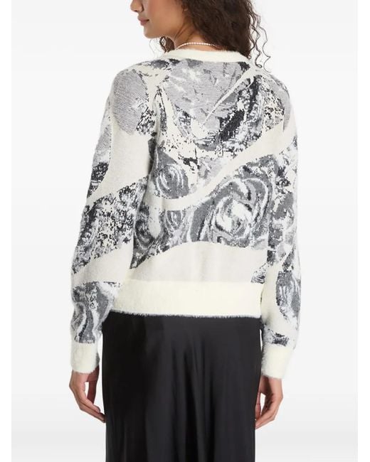 Desigual Gray Abstract-Print Cardigan