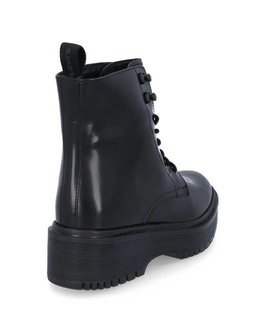 Levi's Black Lace-Up Platform Boots