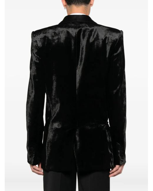 Balmain Black Velvet & Satin Side Belted Jacket With Tassel for men