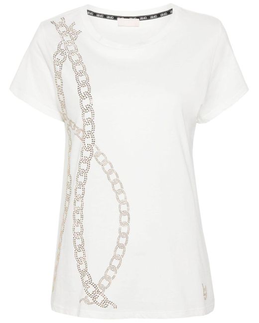 Liu Jo White T-Shirt mit Perlenverzierung