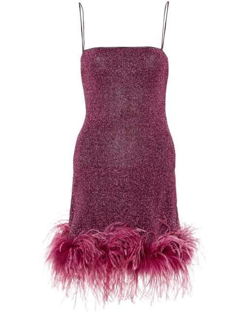 Oseree Purple Lumière Plumage Mini Dress