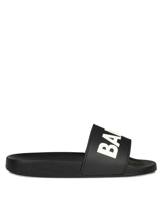 BALR Black Logo-Print Slides for men