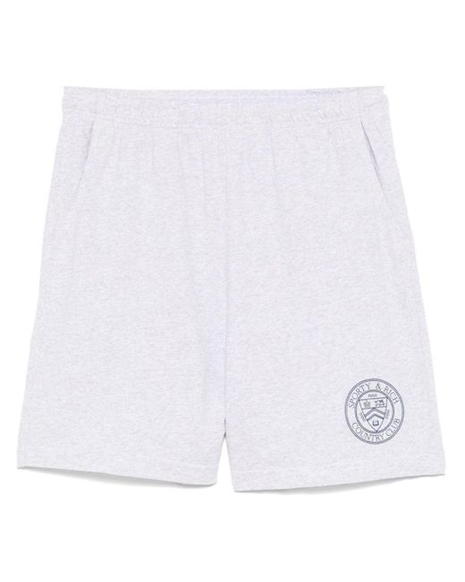 Sporty & Rich White Connecticut Crest-Print Track Shorts for men