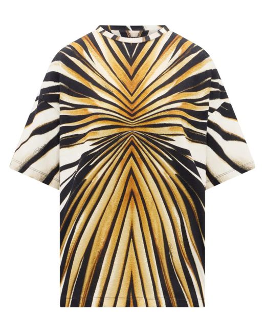 Roberto Cavalli Metallic Ray Of Print Cotton T-Shirt