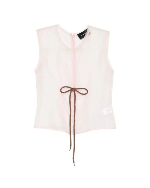 Simone Rocha White Sheer Frayed Contour Top