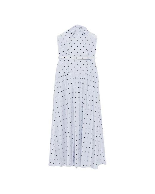 Alessandra Rich White Polka-Dot Halter-Neck Midi Dress