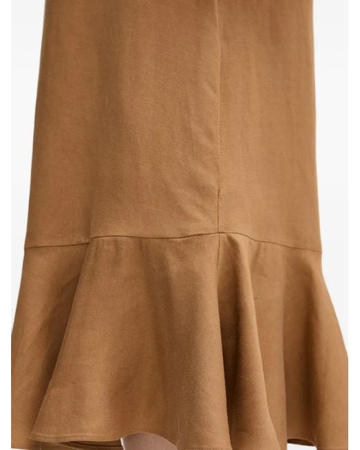 Karl Lagerfeld Natural Robe Courte À Col V Et Volants