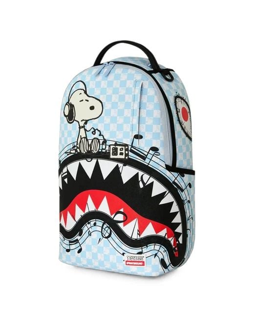 Sprayground Blue X Peanuts Snoopy Jams Shark Backpack for men