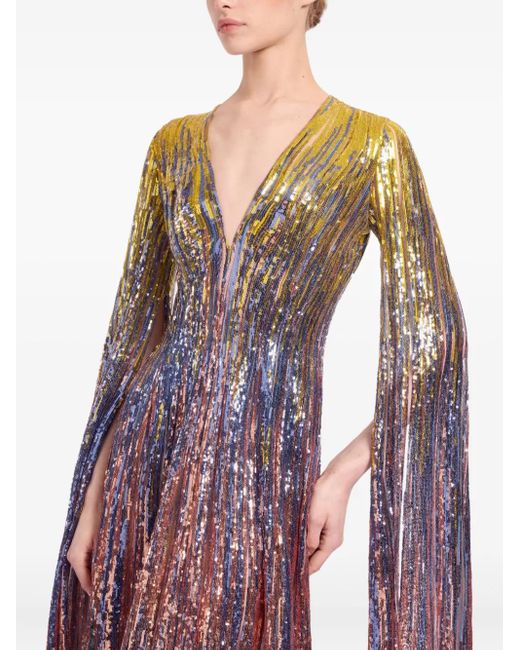 Elie Saab Purple Maxikleid mit Pailletten